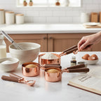 Copper-Plated Spoon Measuring Utensils with Walnut Handle