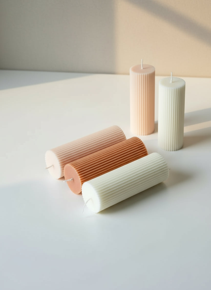Minimalist Ribbed Pillar Candles