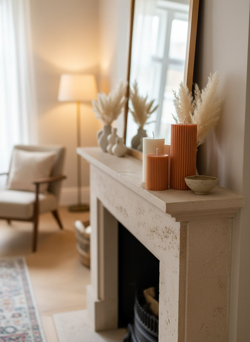 Minimalist Ribbed Pillar Candles