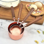Copper-Plated Spoon Measuring Utensils with Walnut Handle